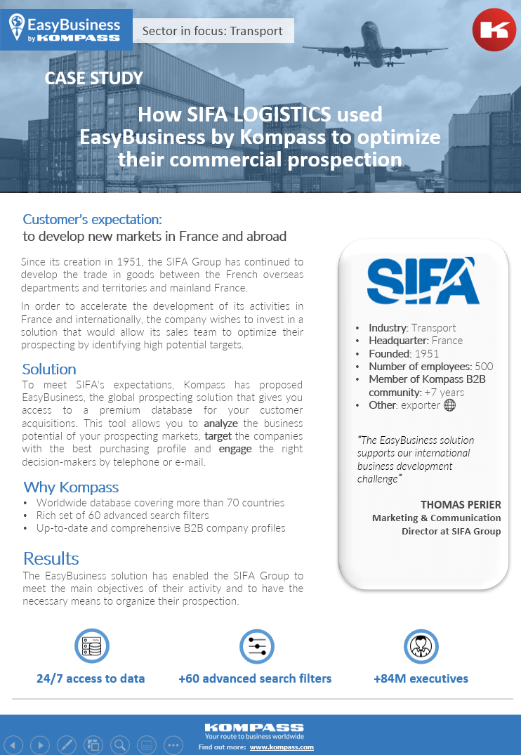 How SIFA LOGISTICS used EasyBusiness by Kompass to optimize their commercial prospection 
